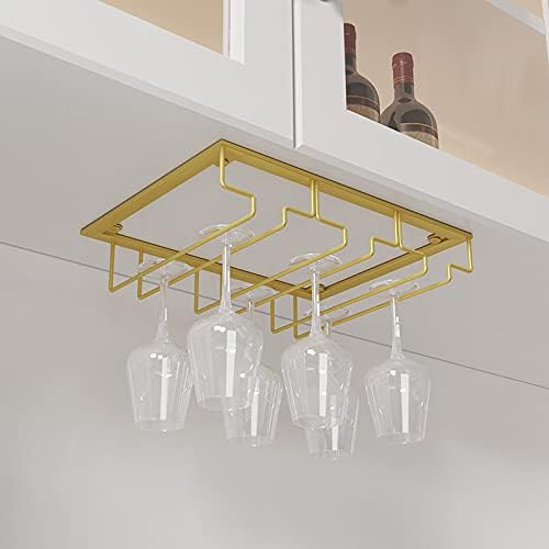 Hanging Stemware Holder - Wine Glass Hanger Rack Under Cabinet Stemware Wine Glass Holder Storage Hanger for Bar Kitchen Cabinet (3 Rows 1 Pack)
