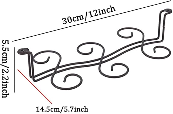 Wine Glass Rack Hanging Under Cabinet, 6/8 Hooks Stemware Holder Storage Hanger for Bar Kitchen Restaurants(30cm/12inch)