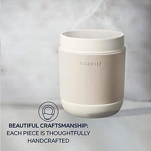 Corelle Stoneware 4-Pc Tumbler Set of 2 with Lids, Handcrafted Artisanal Travel Mug, Solid Glaze Stoneware, 13-1/2-Oz Travel Coffee Mug Set, Navy