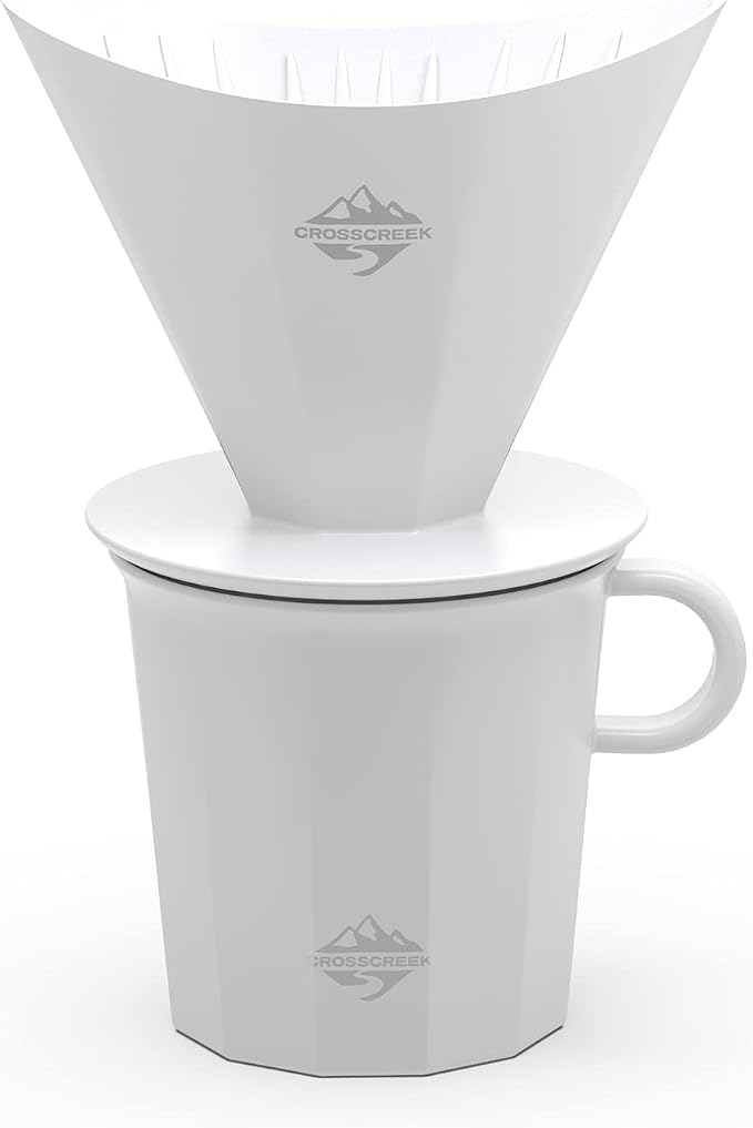 Pour Over Coffee Maker Set, White Ceramic Coffee Dripper with V60 Paper filter, White Ceramic Streamline Coffee Mug for Cafe Home Restaurant 6291-12101-03A