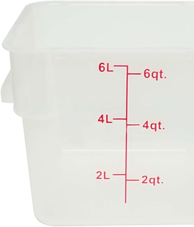 TrueCraftware- 6 Qt. Square Food Storage Container Translucent Polypropylene- Commercial Food Storage Containers Meal Prep Containers Reusable Food Containers for Pantry Kitchen Storage Organization
