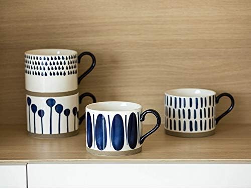 Koja 16 oz. Elegant Hand Painted Decorative Large Porcelain Ceramic Mug Set. 4 Decorative Mugs. Colorful Gift Pack. Impress & Entertain Family & Guests. Dishwasher Microwave Safe.