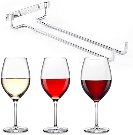 Pssopp Wall Mounted Wine Glass Holder, Chrome Plated Iron Under Cabinet Stemware Rack for Kitchen Bar Home Storage