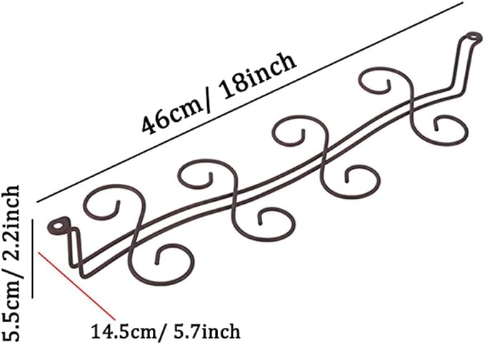 Wine Glass Rack Hanging Under Cabinet, 6/8 Hooks Stemware Holder Storage Hanger for Bar Kitchen Restaurants(46cm/18inch)