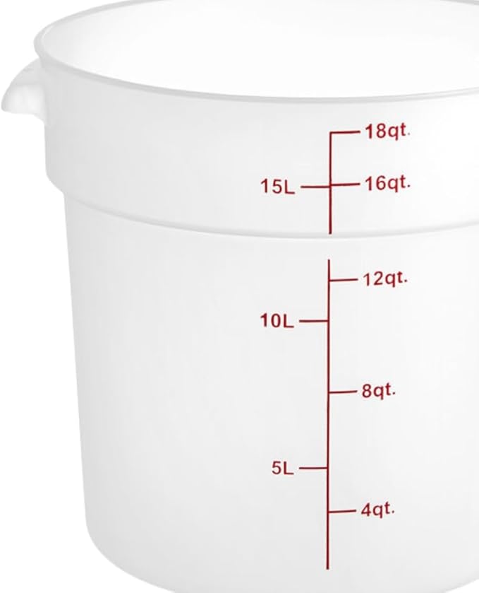 TrueCraftware- 18 Qt. Round Food Storage Container Translucent Polypropylene- Commercial Food Storage Containers Meal Prep Containers Reusable Food Containers for Pantry Kitchen Storage Organization