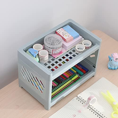 2 Tier Plastic Countertop Shelf Organizer Storage Rack, Multifunction Pantry Storage Organizer Kitchen Spice Rack Bathroom Shelf Organizer Tabletop Shelf Organizer (Green)