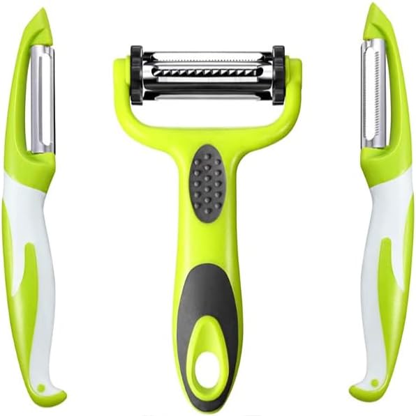 3 In 1 Rotatable Stainless Steel Blade Vegetable Peeler, Vertical Serrated & Straight Peeler For Potato, Carrot, Apple, 3pcs Set, Ergonomic Non-Slip Handle, Sharp Blade, Durable Design