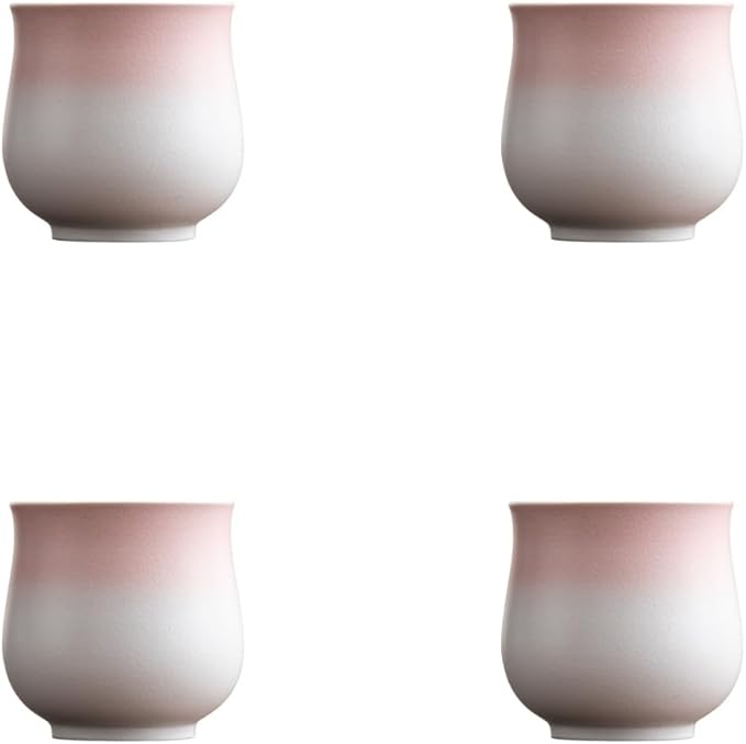4-Oz Ceramic Espresso Cups Set - Multi-Color, Handle-Free Design for Home & Cafe | Dishwasher-Safe Stoneware Cups (Gradient Pink, 4)