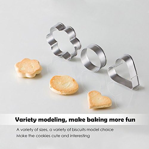30Pcs Mini Cookie Cutters Set- Heart Star Flower Round Square Hexagon Oval Diamond - Small Stainless Steel Cookie Cutters - Polymer Clay Cutters Mini Fruit Cutter Small Biscuit Cutters