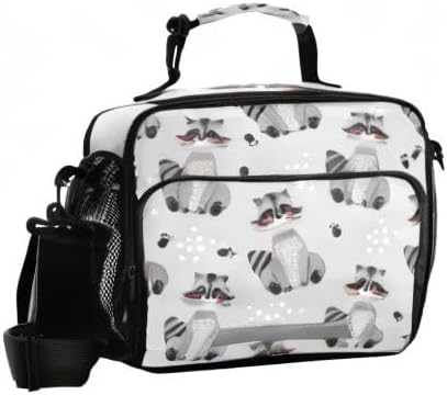 Kcldeci Raccoon Cute Lunch bag, Portable/Reusable Lunch Box for Women/Men/Adult, Insulated Cooler Tote Bag for Work/School/Travel/Picnic