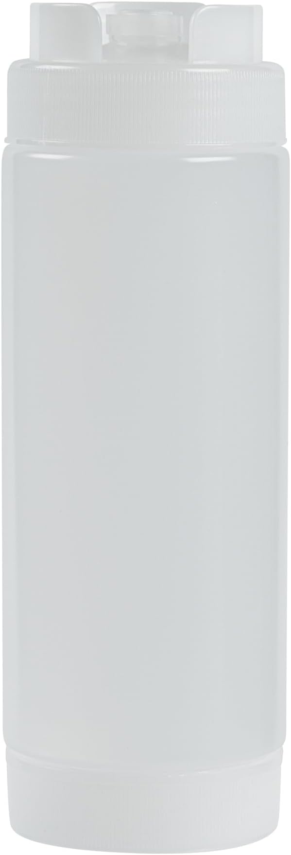 Restaurantware Plastic Squeeze Bottle 20 oz Refillable Condiment Bottle Large Valve Dishwashable Clear Inverted Sauce Dispenser For Thick Condiments, Dressings, Batter, Sour Cream, And Syrups