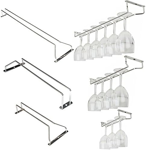 Wine Glass Rack,Stainless Steel Chrome Finish Under Cabinet Hanging Stemware Holder with Screw For Kitchen/Bar/Restaurant (21.6"/55cm)
