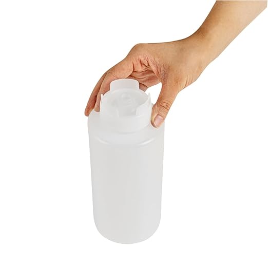 Restaurantware 32oz. FIFO Inverted Plastic Squeeze Bottle with Refill and Dispensing Lids - First In First Out - Perfect for Restaurants Catering and Food Trucks - 1ct box