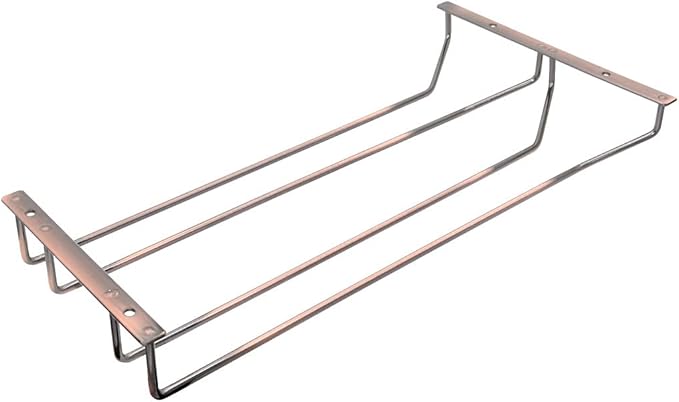 40.5cm Copper Wine Glass Rack, Stemware Rack, Wire Hanging Rack, Under Cabinet Metal Wine Glass Holder (2 Rows, 1 Pack)