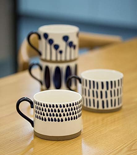 Koja 16 oz. Elegant Hand Painted Decorative Large Porcelain Ceramic Mug Set. 4 Decorative Mugs. Colorful Gift Pack. Impress & Entertain Family & Guests. Dishwasher Microwave Safe.