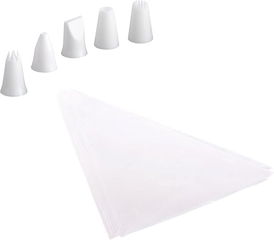 Mrs. Anderson's Baking Decorating Set, 5 Reusable Decorating Tips with 15 Disposable Pastry Bags