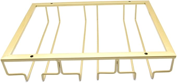Hoshen Goblet Wine Glass Rack, 11.8 inches Under Cabinet Wine Wine Glass Rack, Glass Storage Rack, Bar Hanging Wine Wine Glass Rack, (3 Rows) Gold