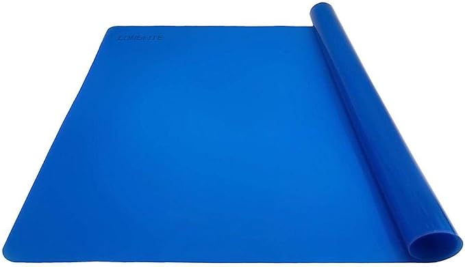 LONGFITE Large Silicone Counter Mat 19.68x15.74 inch Multipurpose Table Placemat Countertop Protector Baking Pastry Mat Nonstick, Nonskid and Heat Resistent (Large, Blue)