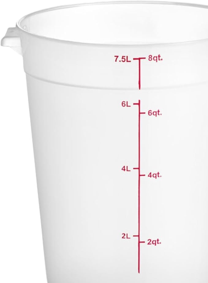 TrueCraftware- 8 Qt. Round Food Storage Container Translucent Polypropylene- Commercial Food Storage Containers Meal Prep Containers Reusable Food Containers for Pantry Kitchen Storage Organization