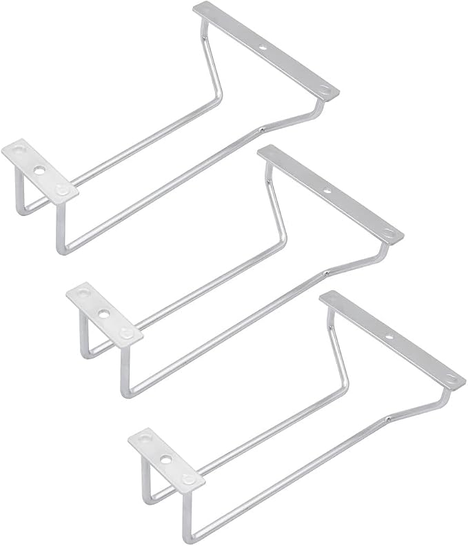 7-Inch Wine Glass Rack, Under Cabinet Wine Glass Holder Stainless Steel Stemware Rack for Cabinet Kitchen Bar (1 Rows, 3 Pack)