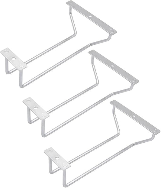 7-Inch Wine Glass Rack, Under Cabinet Wine Glass Holder Stainless Steel Stemware Rack for Cabinet Kitchen Bar (1 Rows, 3 Pack)