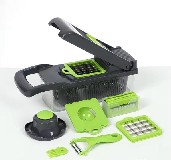 16-in-1 Vegetable Cutter Slicer – Multifunctional Vegetable Chopper with Stainless Steel Blades, Manual Onion Cutter, Food Slicer & Dicer for Kitchen, Salad Maker.
