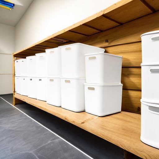 Ytteve 6 Pack White Stackable Plastic Storage Bins with Lids & Handles, Durable - 4 Large (14.4"x10.2"x6.3") & 2 Medium (11.8"x8"x4.7"), Multi-size for Closet, Shelves, Drawers, Home & Office