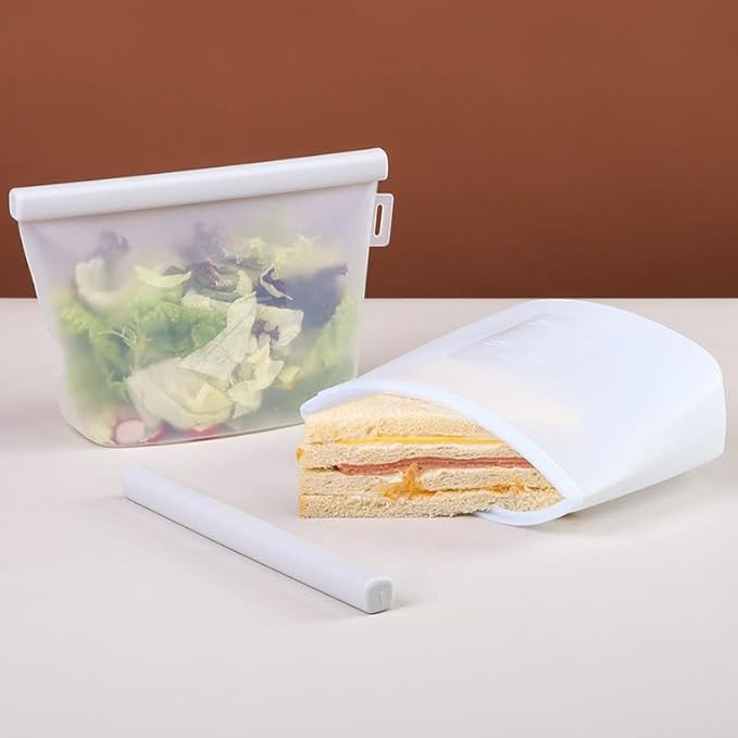 Zyra Reusable Silicone Food Storage Bag Set – 3 Sizes (500ml, 1000ml, 1500ml) – Leakproof, Foldable, Microwave & Freezer Safe, BPA-Free, Dishwasher Safe, Eco-Friendly Meal Prep. (Tranquility Blue)