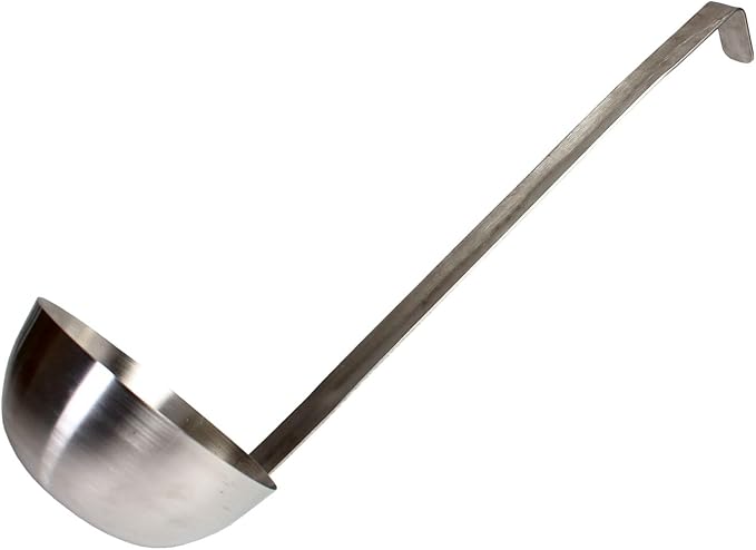 TrueCraftware- 24 oz Stainless Steel Ladle with Long Hooked Handle- Kitchen Ladle Best Kitchen Accessories for Cooking and Serving Spoon for Soup Chili Gravy Salad Dressing and Pancake Batter
