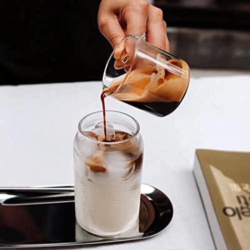 BCnmviku Shot Glasses Espresso Parts Double Spouts Milk Cup Clear Glass (Clear Glass-2Pack)
