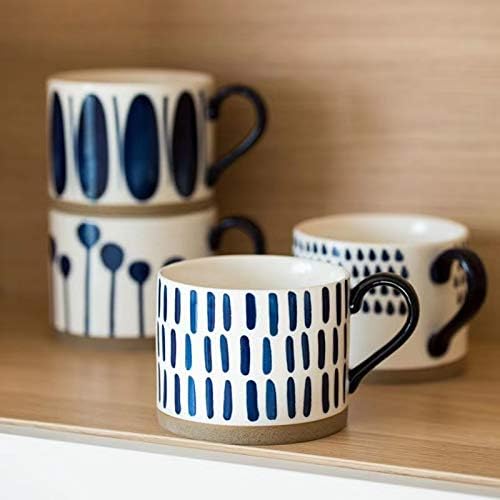 Koja 16 oz. Elegant Hand Painted Decorative Large Porcelain Ceramic Mug Set. 4 Decorative Mugs. Colorful Gift Pack. Impress & Entertain Family & Guests. Dishwasher Microwave Safe.