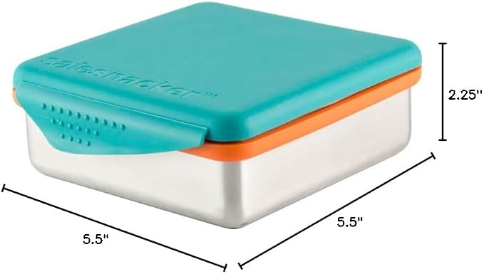 New Wave Enviro Safe Snacker, Stainless Steel Food Container, BPA Free, Stackable and Cabinet Friendly, Teal, Large Size, 23oz. Capacity