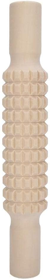 Clay Roller Wooden Solid Clay Rolling Pin Pottery Modeling Tools Dough Roller Baking Pastry Cake Pizza Roller (Lattice Type)