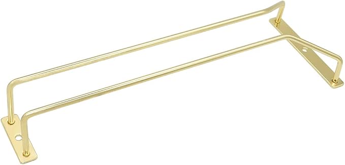 12-Inch Gold Wine Glass Rack, Under Cabinet Wine Glass Holder Stemware Rack - Hanging Stemware Holder for Cabinet Kitchen Bar, Set of 3
