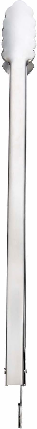 HIC Kitchen Spring Locking Kitchen Cooking Serving Food Barbecue Tong, Scalloped Gripping Edge, Stainless Steel, 16-Inch (Pack of 3)