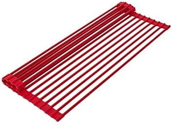 True & Tidy, Multi-Purpose Over the Sink Roll-Up Drying Rack, DR-881, Red