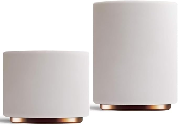 Fellow Monty Milk Art Cups Bundle - Matte White with Copper Base - Double Wall Ceramic Cappuccino Mugs - 6.5oz & 11oz - Set of 2