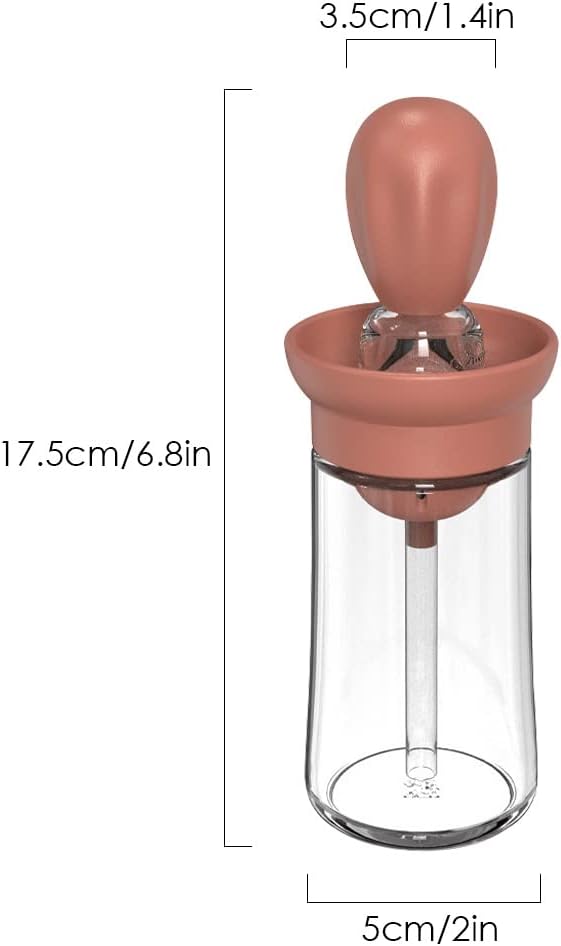 Oil Dispenser with Brush - Glass Olive Oil Dispenser for Kitchen, 2 IN 1 Oil Dispenser Bottle with Silicone Basting Brush for Cooking Vinegar Sauce BBQ Grill Frying, T-OB21, Red