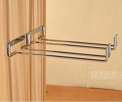 27 cm stainless steel wine glass holder rack, chrome wine glass holders under cabinet, 1 piece (2 rows)