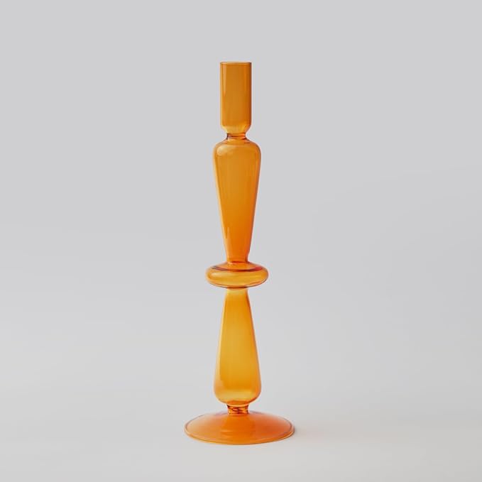 Colorful Glass Candle Holder Transparent Flower Vase Candlestick Holder Wedding Home Decor, B-Yellow