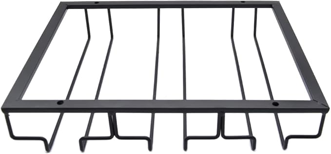 Hoshen Goblet Wine Glass Rack, 11.8 inches Under Cabinet Wine Wine Glass Rack, Glass Storage Rack, Bar Hanging Wine Wine Glass Rack, (3 Rows) Black