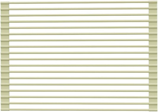 Roll Up Dish Drying Rack, Over The Sink Dish Rack, Heat-Resistant Anti-Slip Stainless Steel Dish Drainer with Silicone-Coated for Cups Fruits Vegetables - 17" x 13", Green