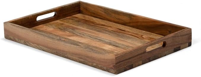Acacia and Mango Wood Serving Tray, 16 x 11 Inches, Brown, 1 lb