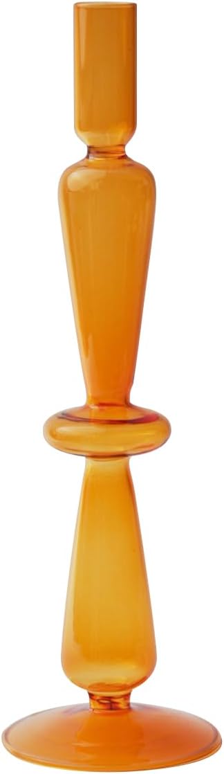 Colorful Glass Candle Holder Transparent Flower Vase Candlestick Holder Wedding Home Decor, B-Yellow