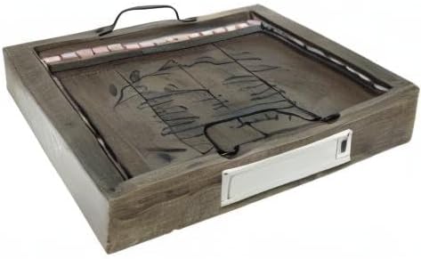 Elegant Designs HG2032-RGS Salento Farmhouse Rectangular Decorative LED Light Up Wooden Serving Tray w Metal Handles & Home Sweet Home in Black for Décor, Centerpiece, Breakfast, Bar, Rustic Gray