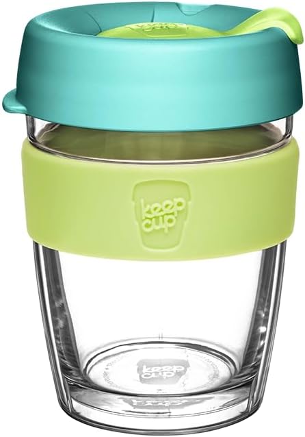 KeepCup Longplay - Reusable Coffee Cup, Double Wall Glass with Removable sleeve and splashproof sipper lid - 12oz/340ml - Matcha