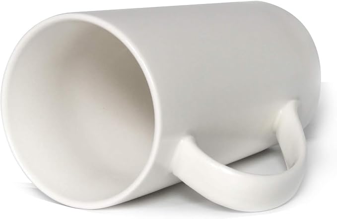 20 oz Extra Large Coffee Mug, M007 Plain Tall Big Ceramic Latte Milk Tea Cup with Handle for Dad Men Women, White