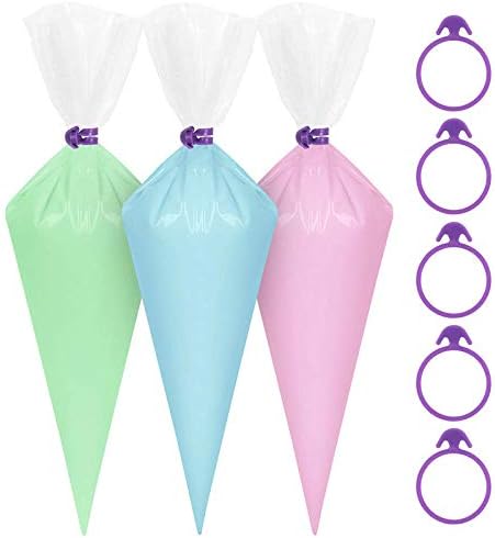 60 Pcs Pastry Bag Ties Reusable Icing Bag Ties Silicone Decoration Bag Clips Cake Piping Bag Ties for Cupcakes Cookies and Pastry(15 Pieces Light Purple15 Pieces Blue15 Pieces pink15 Pieces Green)