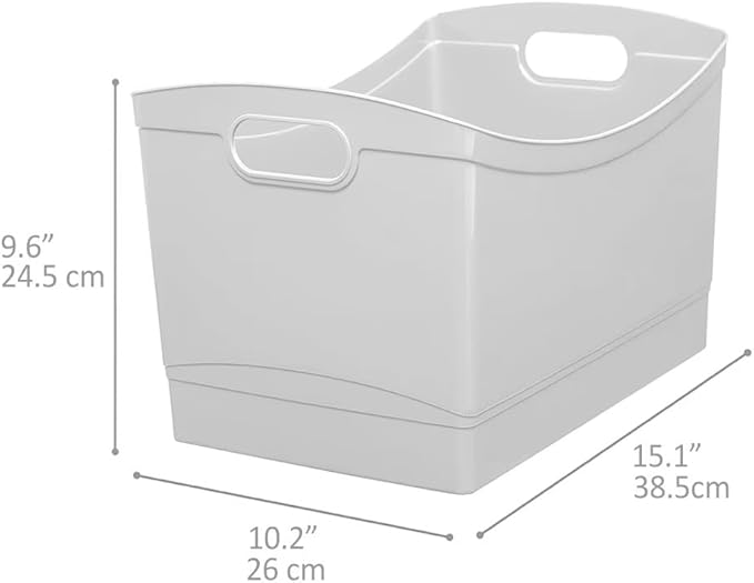 Clear Plastic Open-Top Storage Bins with Handles, 2-Pack Stackable Pantry Organizer Baskets for Kitchen, Bathroom, Closet & Cabinet Organization