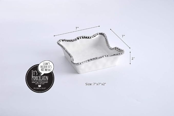 Pampa Bay Salerno Porcelain Cocktail Napkin Holder, White